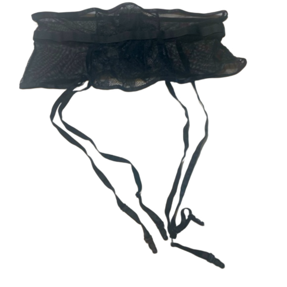 Adam & Eve Black Eyelash Lace Garter Belt size Medium